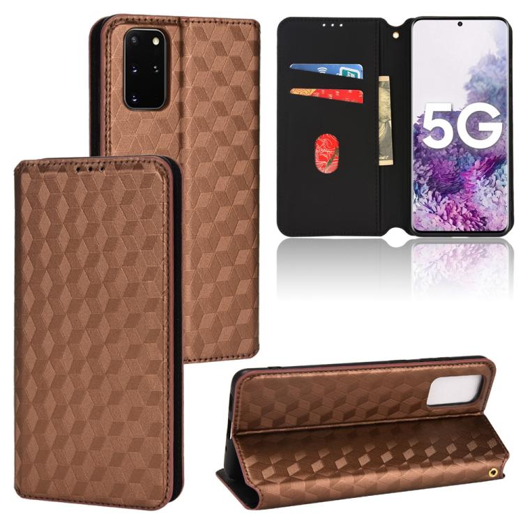 Cubic Grid Texture Flip Leather Phone Case