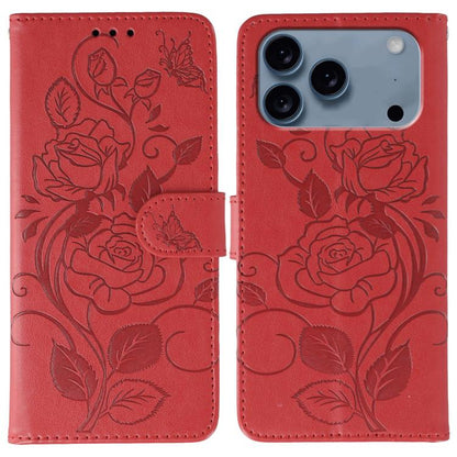 Rose Butterfly Embossed Leather Phone Case