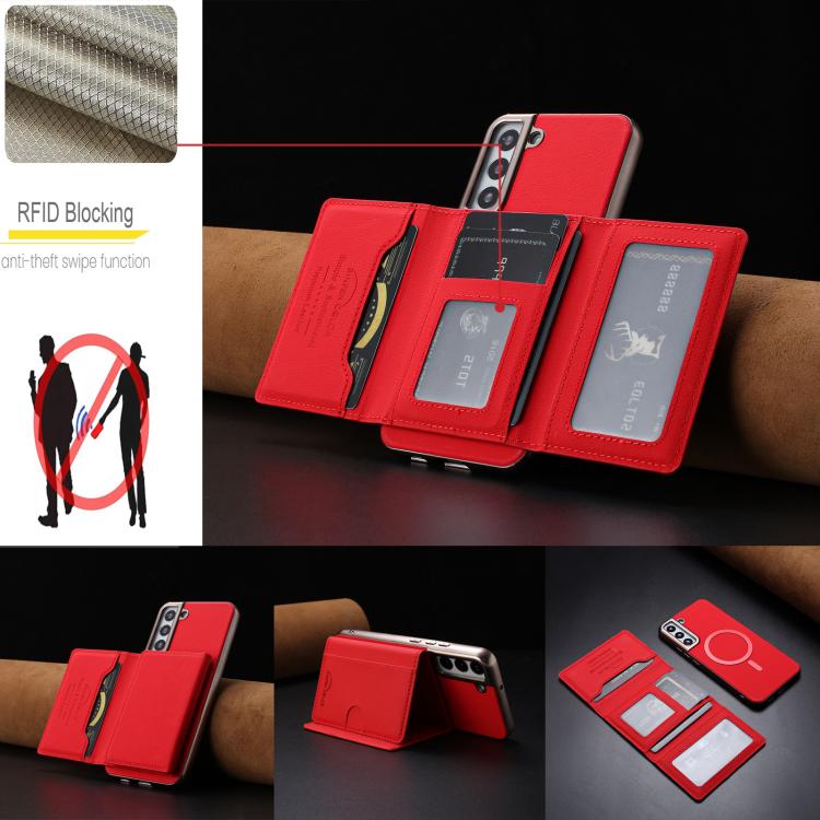 Solid Color Horizontal Magnetic Card Bag RFID MagSafe Phone Case