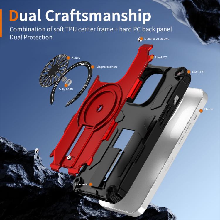 Shockproof Kickstand Metallic Shaft MagSafe Phone Case