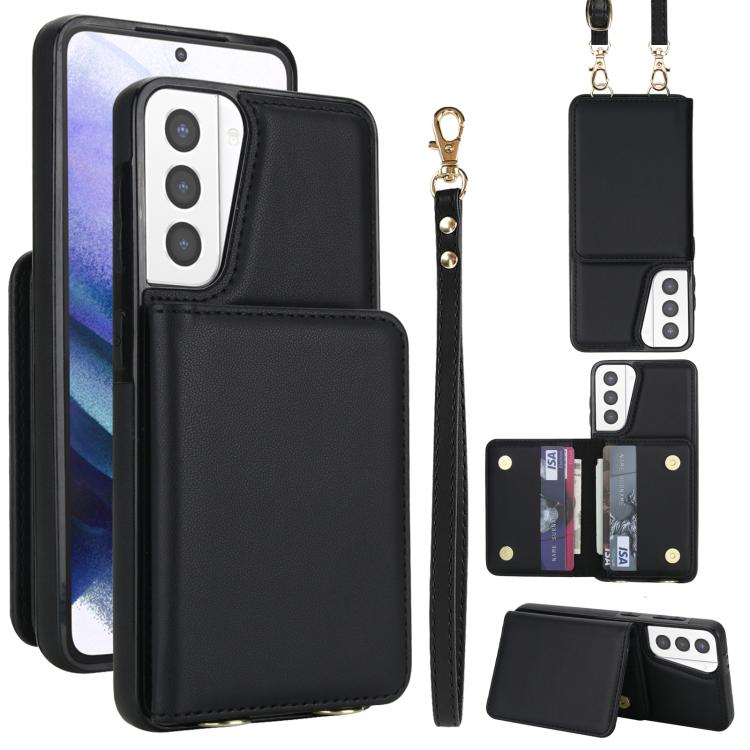 Crossbody Dual-buckle Wallet RFID Back Leather Phone Case