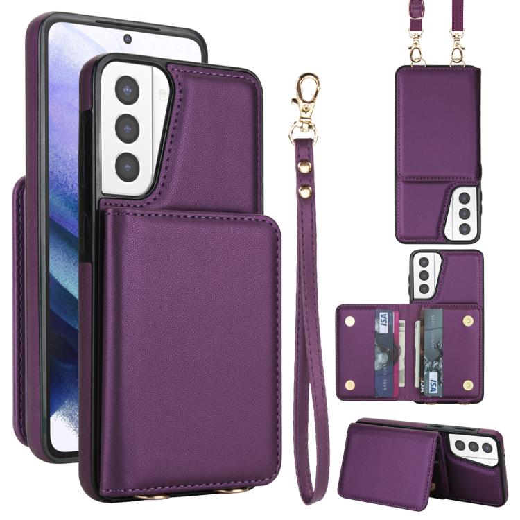 Crossbody Dual-buckle Wallet RFID Back Leather Phone Case