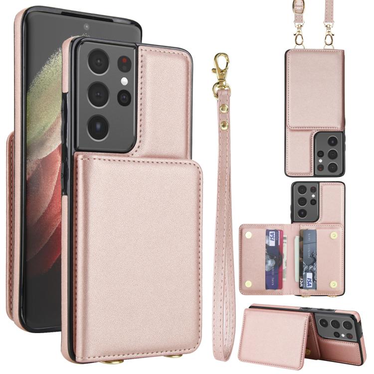 Crossbody Dual-buckle Wallet RFID Back Leather Phone Case