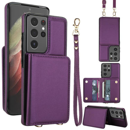 Crossbody Dual-buckle Wallet RFID Back Leather Phone Case