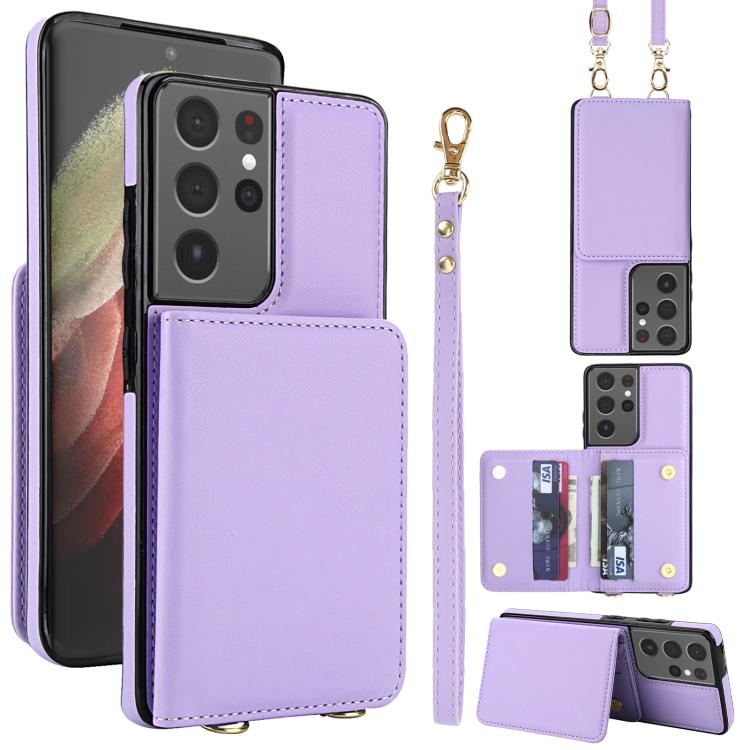 Crossbody Dual-buckle Wallet RFID Back Leather Phone Case