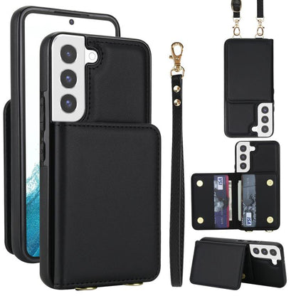 Crossbody Dual-buckle Wallet RFID Back Leather Phone Case