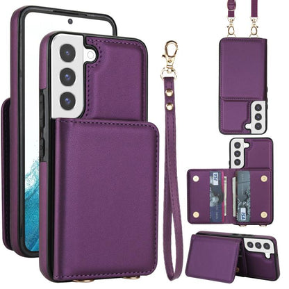 Crossbody Dual-buckle Wallet RFID Back Leather Phone Case