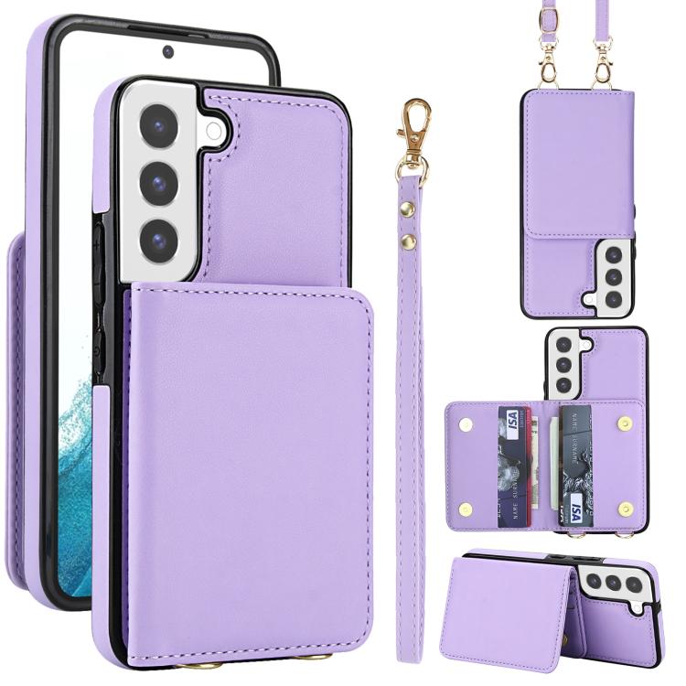 Crossbody Dual-buckle Wallet RFID Back Leather Phone Case