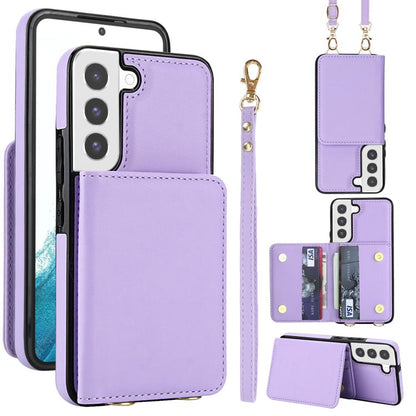 Crossbody Dual-buckle Wallet RFID Back Leather Phone Case