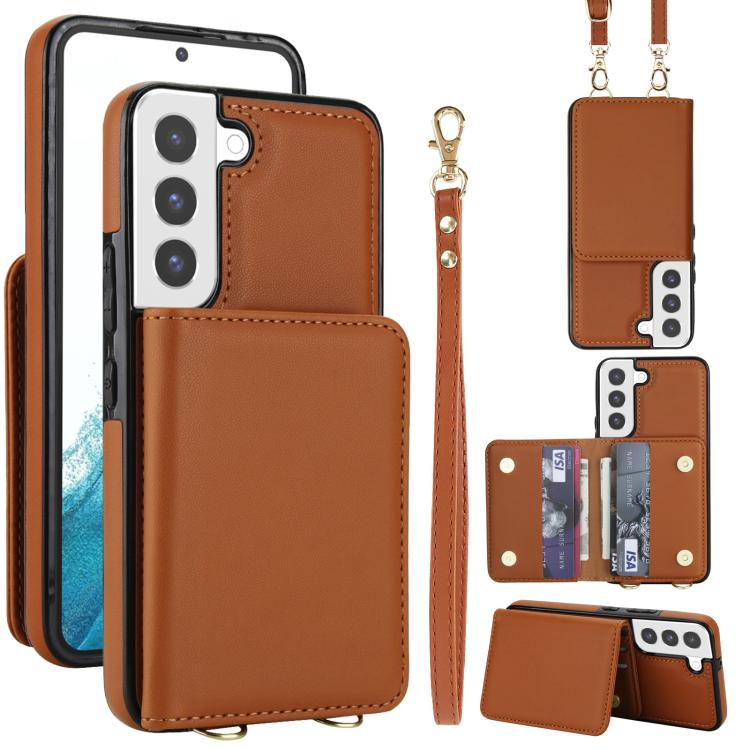 Crossbody Dual-buckle Wallet RFID Back Leather Phone Case