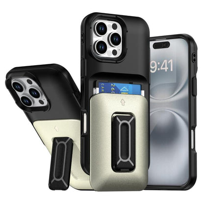 Sliding Card Holder Integrated Phone Case with Kickstand