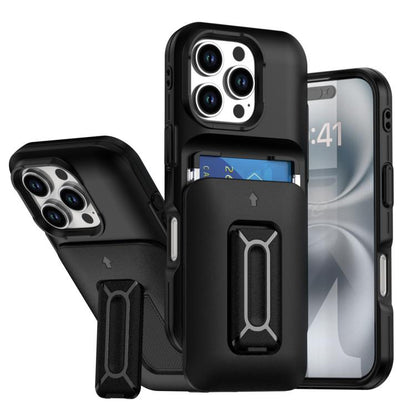 Sliding Card Holder Integrated Phone Case with Kickstand