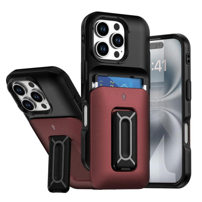 Sliding Card Holder Integrated Phone Case with Kickstand
