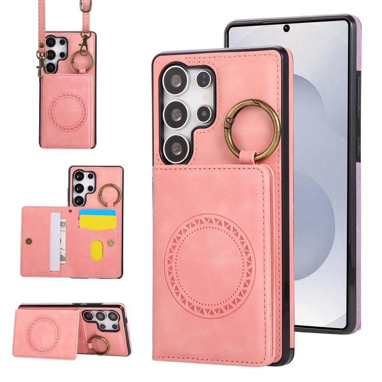 Car Magnetic Ring Buckle Card Bag Phone Case with Lanyard