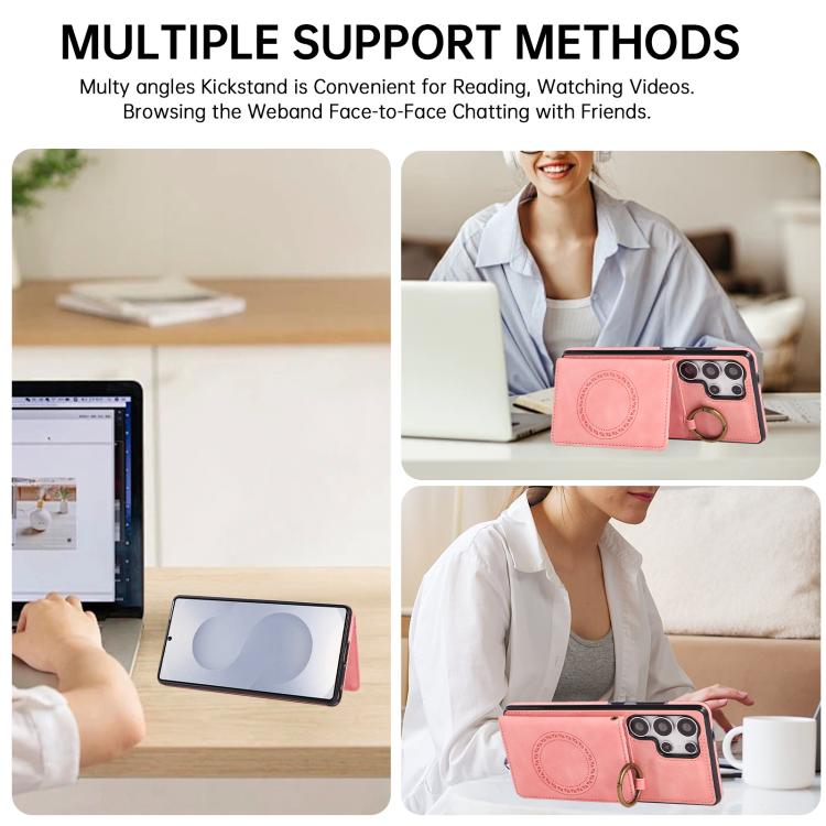 Car Magnetic Ring Buckle Card Bag Phone Case with Lanyard