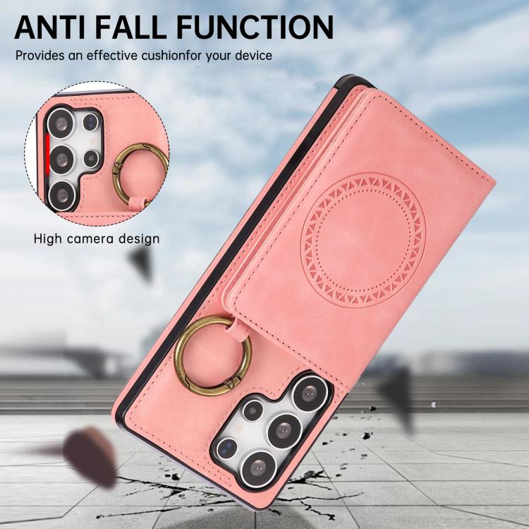 Car Magnetic Ring Buckle Card Bag Phone Case with Lanyard