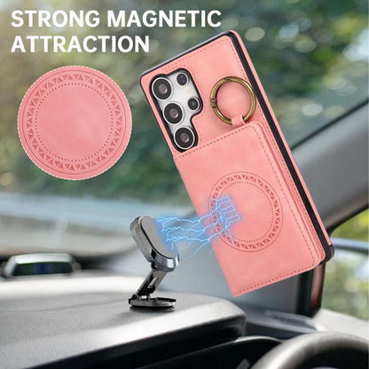 Car Magnetic Ring Buckle Card Bag Phone Case with Lanyard