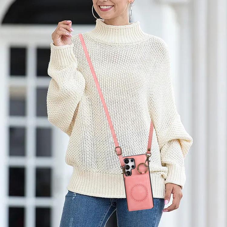 Car Magnetic Ring Buckle Card Bag Phone Case with Lanyard