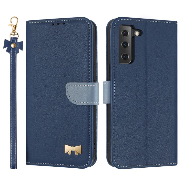 Metal Bow Leather Phone Case with Hand Strap
