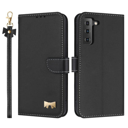 Metal Bow Leather Phone Case with Hand Strap