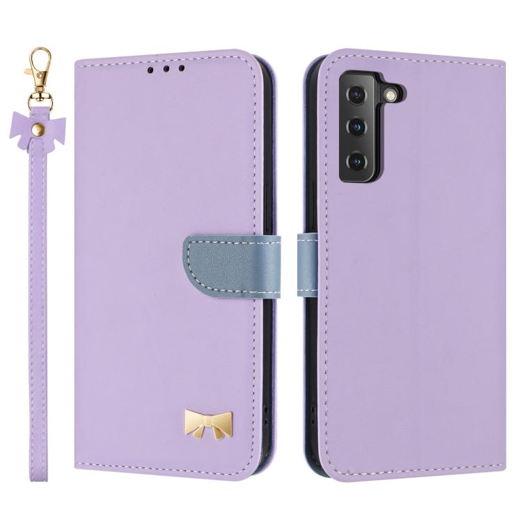 Metal Bow Leather Phone Case with Hand Strap