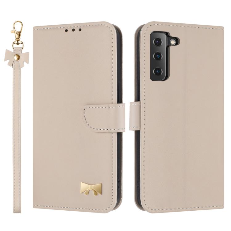 Metal Bow Leather Phone Case with Hand Strap