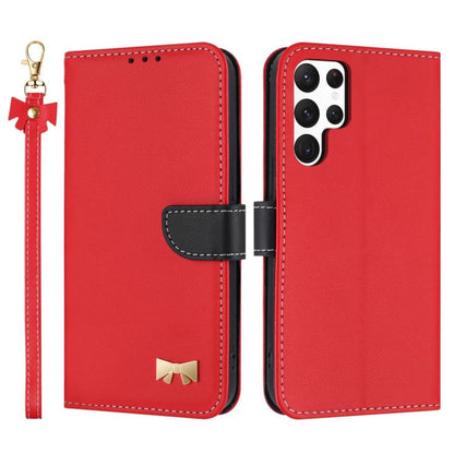 Metal Bow Leather Phone Case with Hand Strap