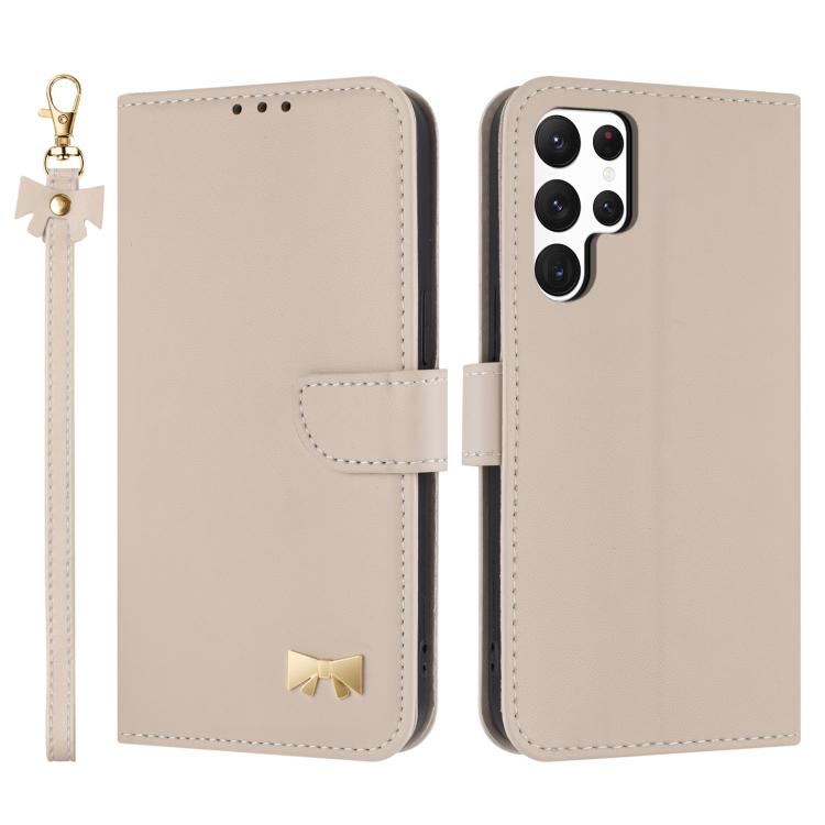 Metal Bow Leather Phone Case with Hand Strap