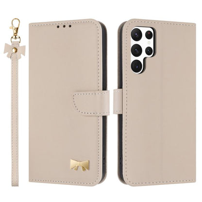 Metal Bow Leather Phone Case with Hand Strap