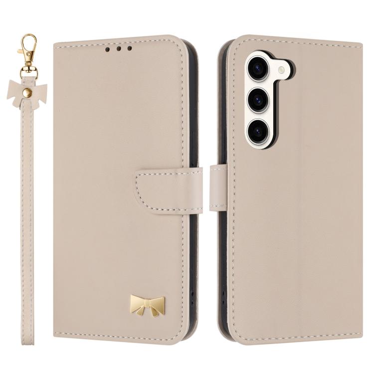 Metal Bow Leather Phone Case with Hand Strap