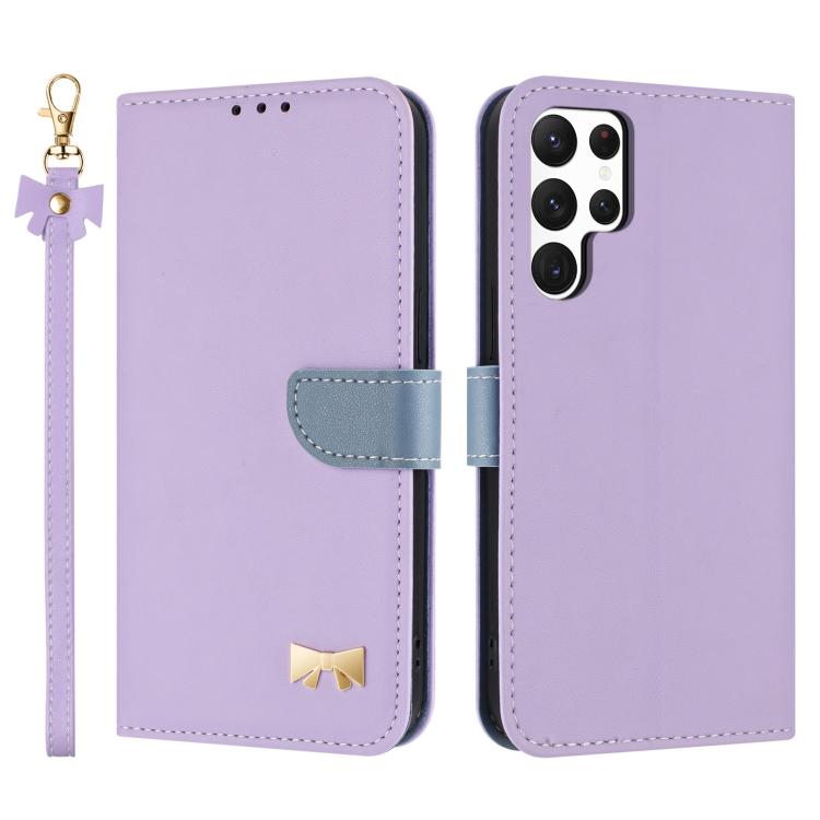 Metal Bow Leather Phone Case with Hand Strap