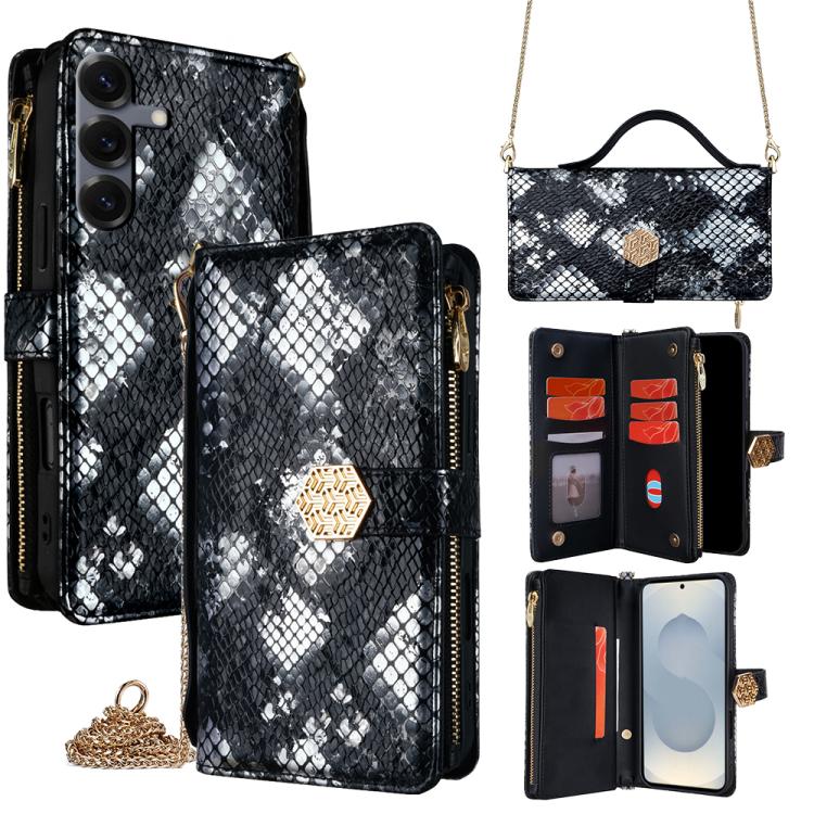 Crossbody Handle Snake Texture Leather Phone Case