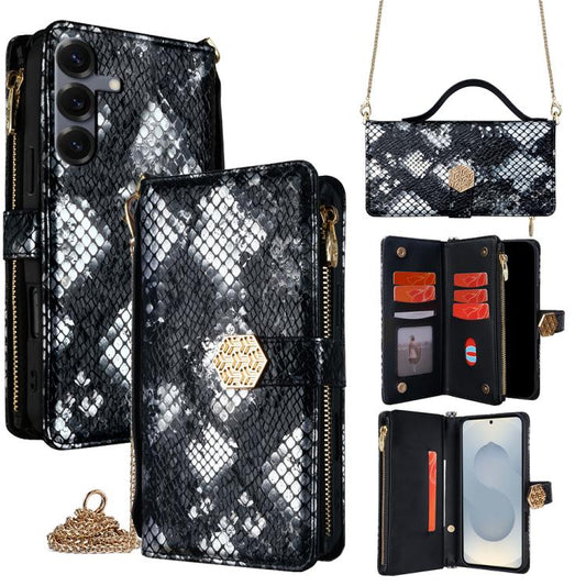 Crossbody Handle Snake Texture Leather Phone Case