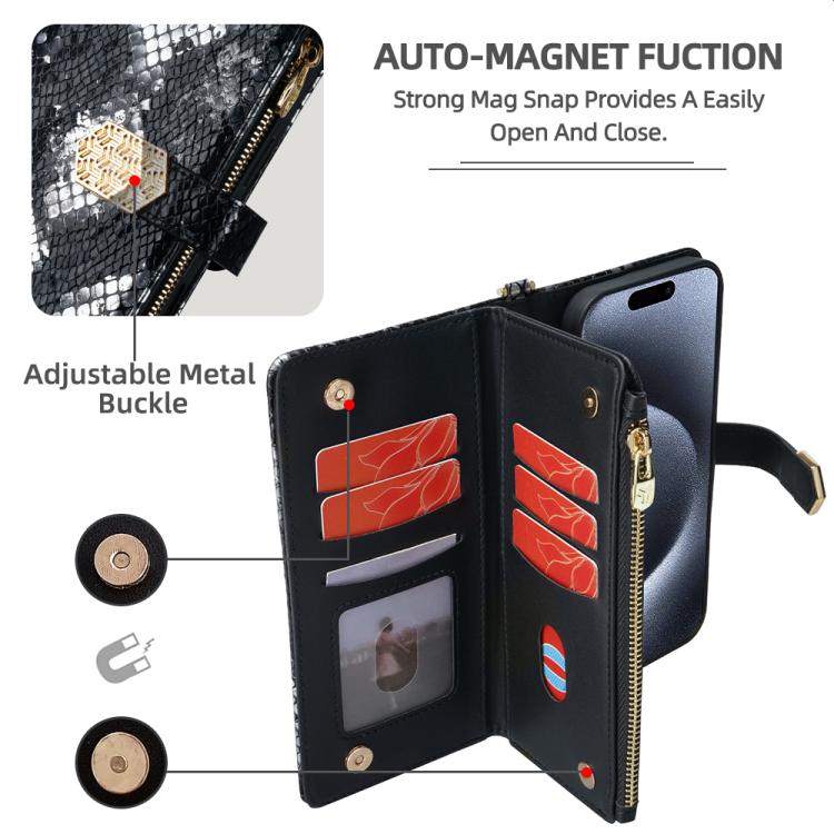 Crossbody Handle Snake Texture Leather Phone Case