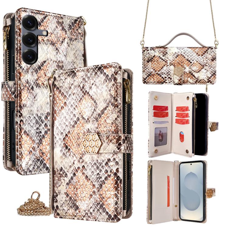 Crossbody Handle Snake Texture Leather Phone Case