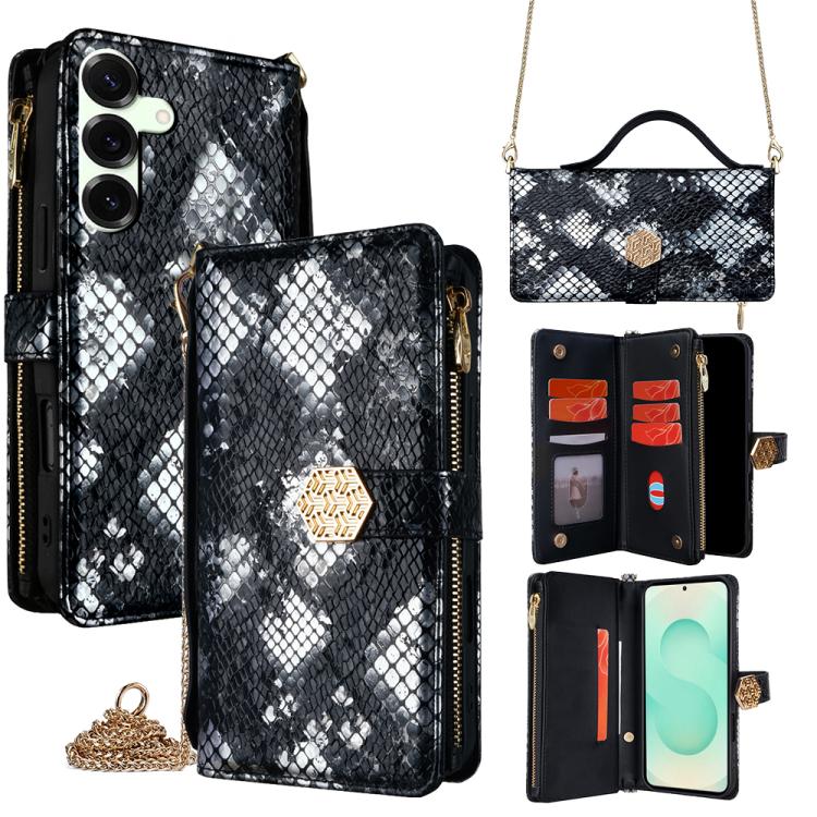 Crossbody Handle Snake Texture Leather Phone Case