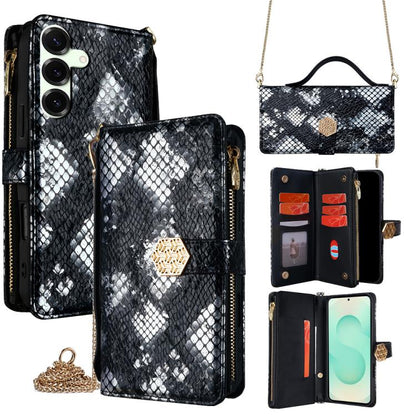 Crossbody Handle Snake Texture Leather Phone Case
