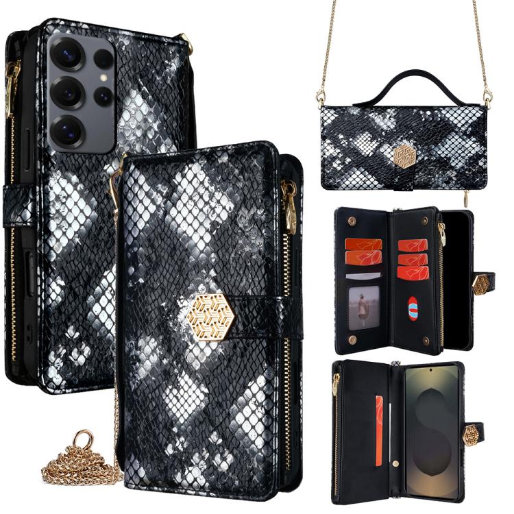 Crossbody Handle Snake Texture Leather Phone Case