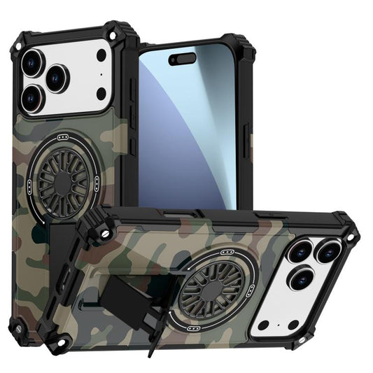 Camouflage Kickstand Rotating Shaft MagSafe Phone Case