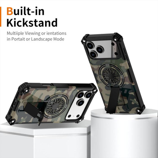 Camouflage Kickstand Rotating Shaft MagSafe Phone Case