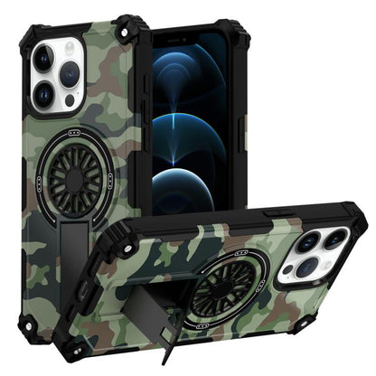 Camouflage Kickstand Rotating Shaft MagSafe Phone Case