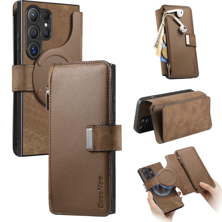 CaseNeo MagSafe RFID Anti-theft Zipper Wallet Retro Leather Phone Case