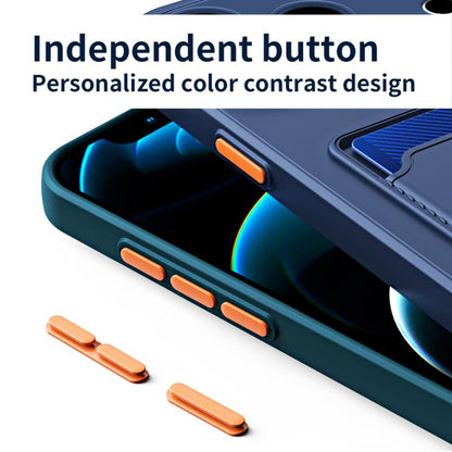 Skin Feel Card Contrast Color Button TPU Phone Case