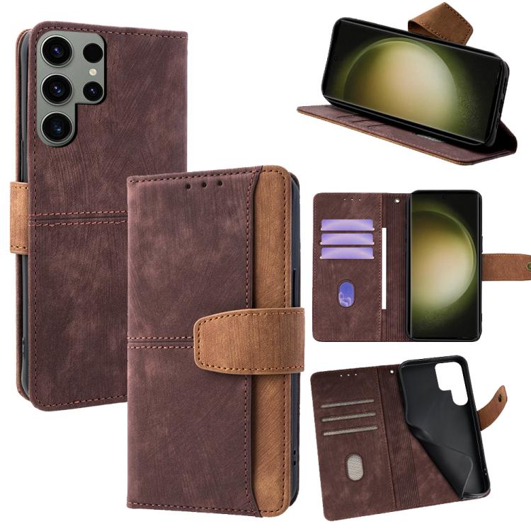Color Stitching Skin Feel Leather RFID Blocking Phone Case