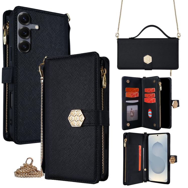 Crossbody Handle Cross Texture Leather Phone Case