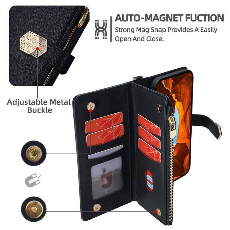 Crossbody Handle Cross Texture Leather Phone Case