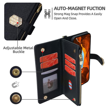 Crossbody Handle Cross Texture Leather Phone Case