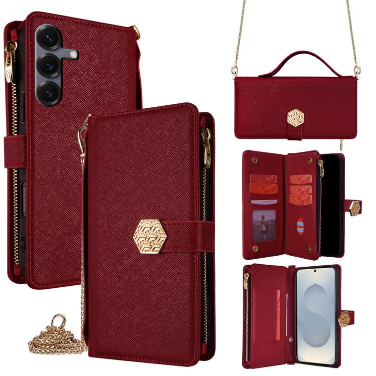 Crossbody Handle Cross Texture Leather Phone Case