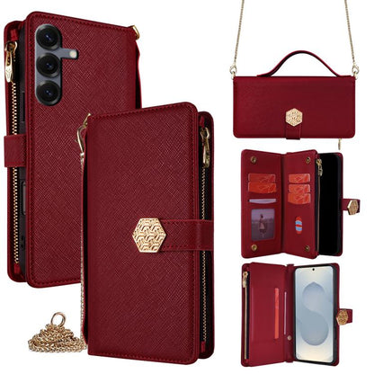 Crossbody Handle Cross Texture Leather Phone Case