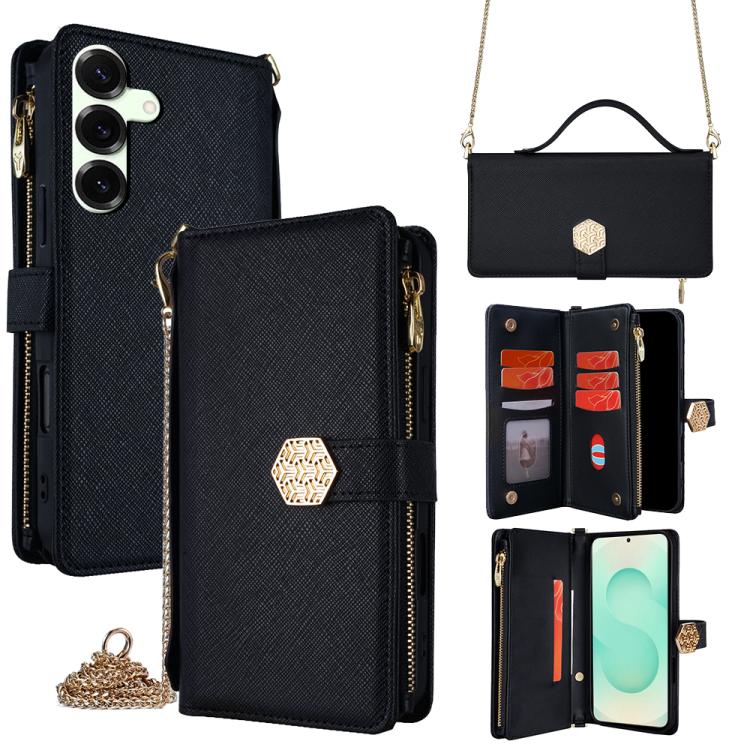 Crossbody Handle Cross Texture Leather Phone Case